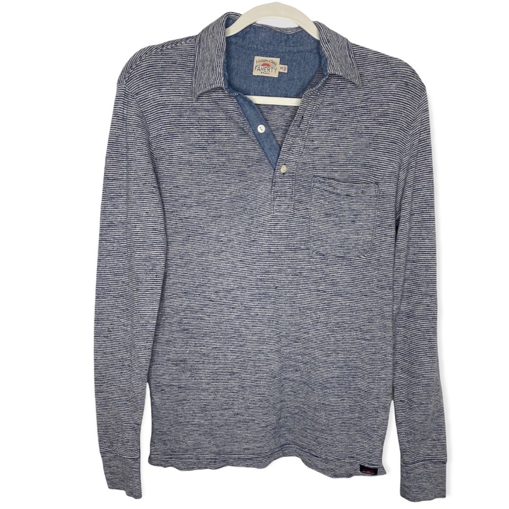 Faherty Collared Pullover Long Sleeve Top Sz XS